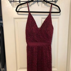 Olive Tree Burgundy lace Spaghetti Strap Dress